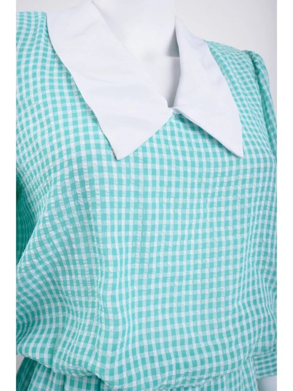 Vintage Breli Originals Womans Dress Size 10 blue Green Gingham Check Peter pan - Picture 3 of 6